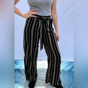 Striped, Flowy, High-waisted Pants